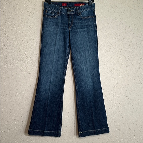 X2 Denim - X2 Quality Denim Low Rise Dark Wash Wide Flare Leg Jeans Womens Size 2 R